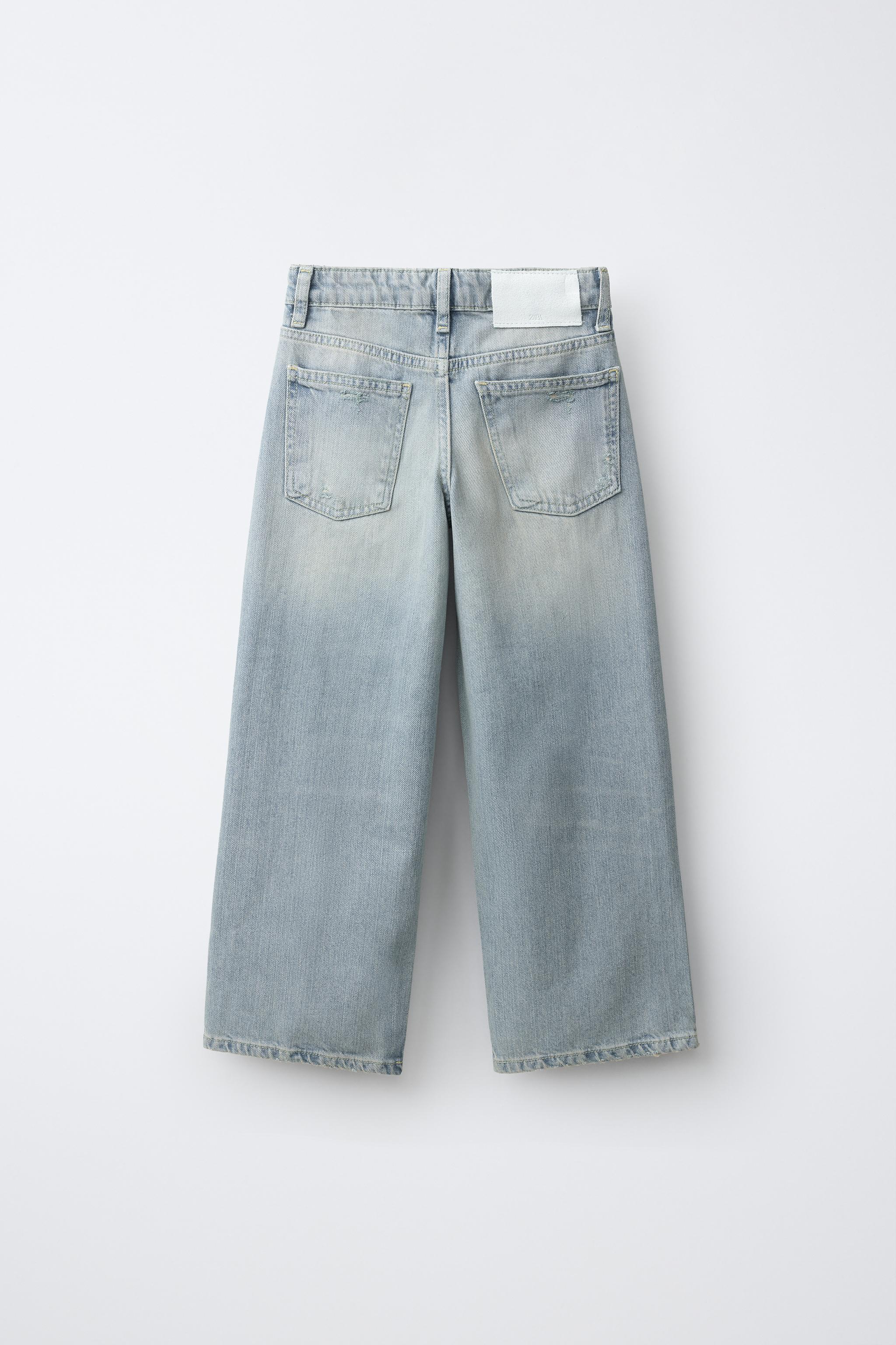 DISTRESSED WIDE LEG PANTS